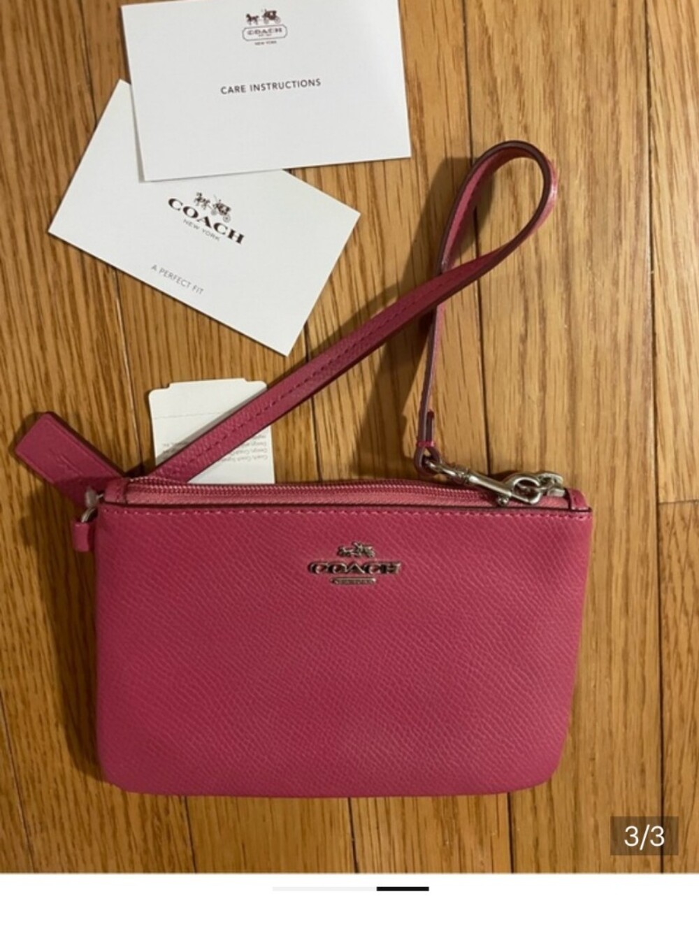 Coach Pink Leather Wristlet - Picture 3 of 3